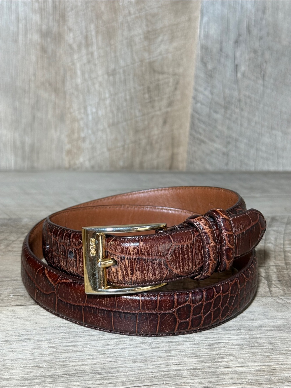 Ralph Lauren Croc-Embossed Leather Belt
